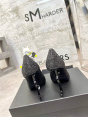 SL OPYUM BASIC HIGH HEEL BLACK CRYSTAL SATIN