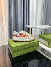 GG SNEAKER FLATFORM FLOWERS PATTERN CANVAS