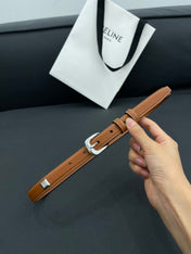 CL SMALL 18 MM TRIOMPHE BELT IN TAURILLON BRONZE BROWN LEATHER SILVER HARDWARE