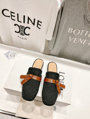 LW GATE BELTED MULE BLACK DENIM