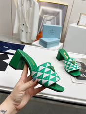 PRA EMBROIDERED SLIDES 65 GREEN FABRIC