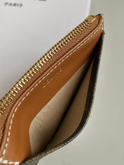 TRIPHOME 9 WALLET TWO-IN-ONE OLD FLOWER BROWN CALFSKIN