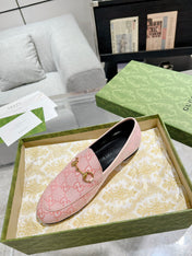 MEN'S LOAFER WITH HORSEBIT IN PINK PASTEL MONOGRAM JACQUARD FABRIC