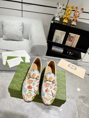HORSEBIT LOAFER WITH CUTE ANIMAL PRINT IN WHITE CALFSKIN