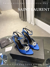 SL AYERS CRYSTAL SANDAL COBALT SATIN