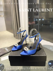 SL AYERS CRYSTAL SANDAL COBALT SATIN