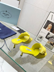 PRA FLOWER POINTED HEELS 55 LEMON CALFSKIN