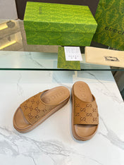 PLATFORM SANDALS IN CINNAMON BROWN MONOGRAM IMPORTED TPU