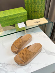 PLATFORM SANDALS IN CINNAMON BROWN MONOGRAM IMPORTED TPU