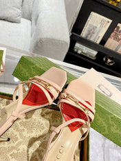 HIGH HEEL 65MM IN TAN BEIGE CALFSKIN WITH RED HEART