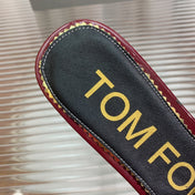 FLAT SLIDE IN WINE RED METALLIC CALFSKIN