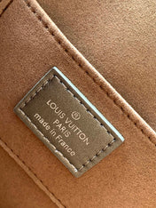 LV 25S MINI DAUPHINE BAG 20 IN BEIGE GRAY MOONOGRAM CALFSKIN SHIMMERING METALLIC GOLD