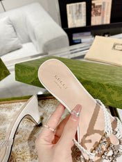 GG CRYSTAL MID - HEEL WHITE CALFSKIN