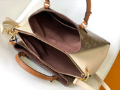LV 25S OPÉRA MEDIUM BAG 36 IN BROWN AND CREAM MONOGRAM CALFSKIN GOLD HARDWARE