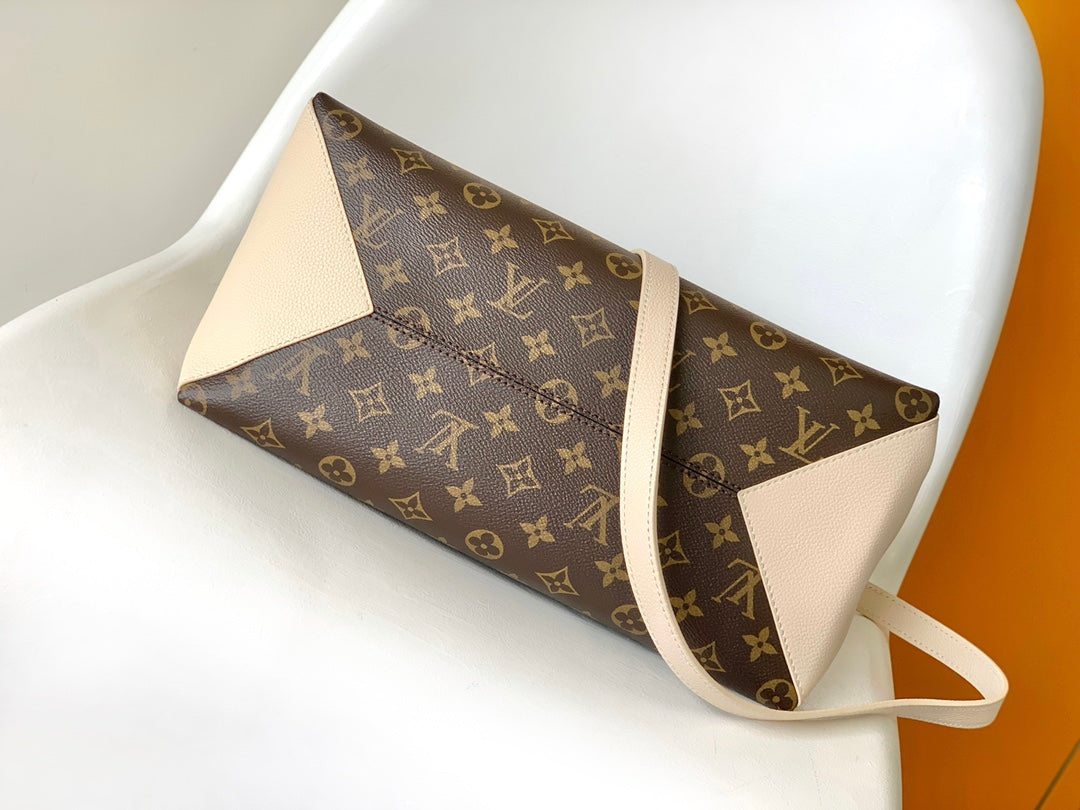 LV 25S OPÉRA MEDIUM BAG 36 IN BROWN AND CREAM MONOGRAM CALFSKIN GOLD HARDWARE