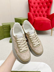 GG TRAINER LIGHT GRAY AND TORTILLA CALFSKIN