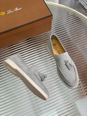 LP SUMMER WALK TASSELS LOAFERS LIGHT GRAY SUEDE
