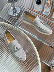 LP SUMMER WALK TASSELS LOAFERS LIGHT GRAY SUEDE