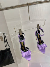 HIGH HEELS 11 CM IN IRIS PURPLE PURE SILK AND LAMBSKIN