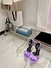 HIGH HEELS 11 CM IN IRIS PURPLE PURE SILK AND LAMBSKIN
