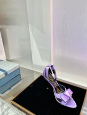 HIGH HEELS 11 CM IN IRIS PURPLE PURE SILK AND LAMBSKIN