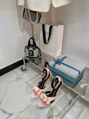 HIGH HEELS 11 CM IN PEACH PINK PURE SILK AND LAMBSKIN