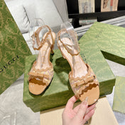 GG HIGH - HEEL SANDAL TAWNY FABRIC ATTACH BOW