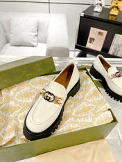 GG LOAFER WITH GG CHAINS WHITE CALFSKIN