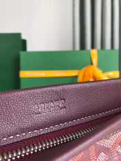 CONTI POUCH 24 IN WINE RED LAMBSKIN AND GOYARDINE CANVAS
