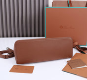 EXTRA BAG L27 IN UMBER BROWN GRAINED CALFSKIN WITH SILVER  HARDWARE