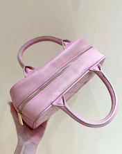 25S CHANEL QUILTED CAVIAR BOWLING BAG 27 IN PINK CALFSKIN