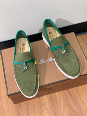 LP CHARMS WALK BABOUCHE LOAFERS OLIVE AND PINE SUEDE