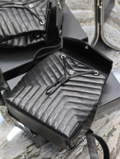 LOU BACKPACK 33 IN BLACK QUILTED CALFSKIN SILVER HARDWARE