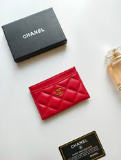 CC CARD HOLDER 11.2 RED CALFSKIN GOLD ICON