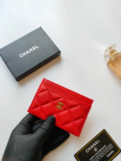 CC CARD HOLDER 11.2 ROSE GRAINED CALFSKIN GOLD ICON