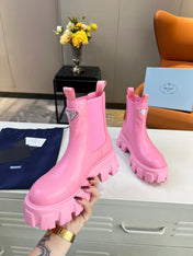 PRA MONOLITH BRUSHED BOOTIES 55 BRIGHT PINK CALFSKIN