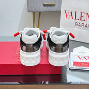 VALENTINO 25S GARAVANI ONE STUD XL PLATFORM SNEAKERS IN WHITE MIX METALLIC LAMBSKIN