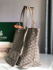 SAINT LOUIS PM 34 IN GREY MIX GREEN GOYARDINE CANVAS AND CALFSKIN