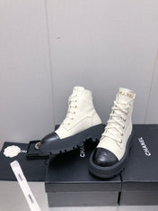 MARTIN SHORT BOOTS WHITE MIX BLACK LAMBSKIN