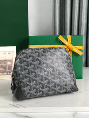 VENDÔME COSMETIC POUCH 17 IN GREY BLACK GOYARDINE CANVAS AND CALFSKIN TRIM