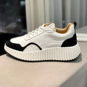 CHLOÉ NAMA SNEAKER IN WHITE LAMBSKIN AND BLACK SUEDE
