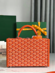 GRAND HÔTEL TRUNK BAG 24 IN ORANGE GOYARDINE CANVAS AND CALFSKIN
