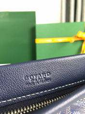 CONTI POUCH 24 IN NAVY BLUE LAMBSKIN AND GOYARDINE CANVAS