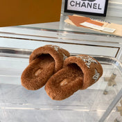 LV WOMEN'S PASEO FLAT SLIPPER IN CINNAMON BROWN FLEECE