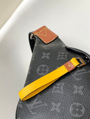 LV 25S BUMBAG 37 IN BLACK AND YELLOW COATED MONOGRAM CALFSKIN