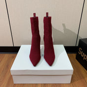 BALMAIN 26S BOOTS 95 MM IN RED FLYKNIT STYLE 8