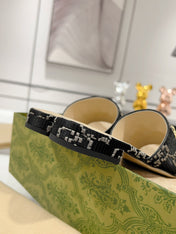 GG CHUNKY SLIDE SANDAL BLACK CALFSKIN