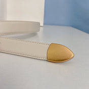 Medium Spike Belt 25mm White Calfskin Loop Gold Gold Finishing