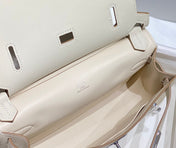 HM JYPSIERE SHOULDER BAG 23 IN BEIGE CALFSKIN SILVER HARDWARE