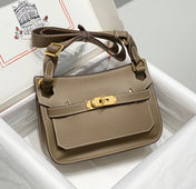HM JYPSIERE SHOULDER BAG 23 IN WOOD BROWN CALFSKIN GOLD HARDWARE